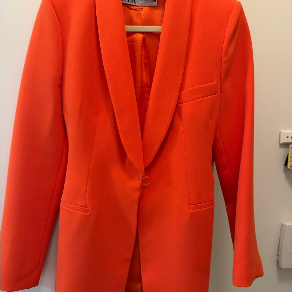 Zara Bold Coral Blazer Jacket